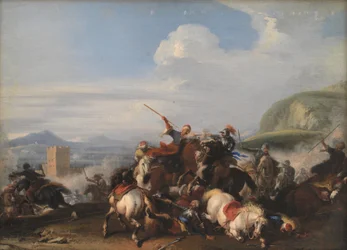 Cena de batalha com cavalaria turca