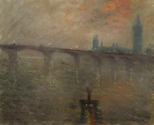 Noite, westminster, de, waterloo, ponte