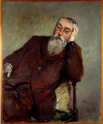 Estudo para o retrato de Francis Jammes (1868-1938) Escritor francês Pintura de Jacques Emile (Jacques-Emile) Blanche (1861-1942) 1917 Sol. 1x0,81 m Rouen, musee des Beaux Arts