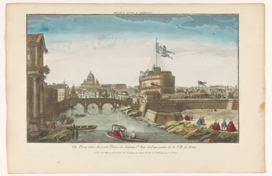 Vista do Castelo dos Anjos e da Ponte dos Anjos sobre o Rio Tibre em Roma
Chateau S Ange á Rome (título sobre o objecto)