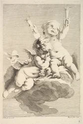 Dois Cupidos, Um Segurando Tochas, meados do século XVIII.
