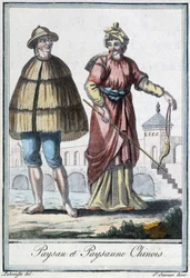 Camponês chinês e camponês - na "Encyclopedia of Travels" de Grasset St Sauveur, ed. 1796