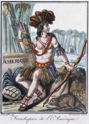 Frontispice of America - na "Encyclopedia of Travels" de Grasset St Sauveur, ed. 1796