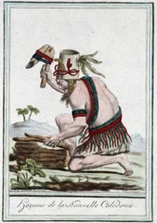 Homem da Nova Caledônia - in "Encyclopedia of Travels" de Grasset St Sauveur, ed. 1796