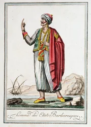 Homem dos Estados Bárbaros, "Encyclopedie of Voyages" de J. Grasset Saint-Sauveur (Saint Sauveur)