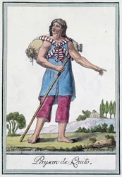 Peasant de Quito (Equador) - na "Encyclopedia of Travels" de Grasset St Sauveur, ed. 1796