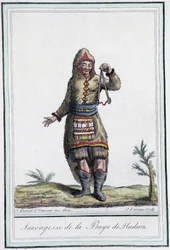 Sauvagesse of Hudson Bay (Canadá) - na "Encyclopedia of Travels" de Grasset St Sauveur, ed. 1796