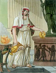 Vestal virgem, ilustração de &39;L&39;Antique Roma&39;, gravada por Labrousse, publicada em 1796