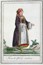 Mulher da ilha de Santorini