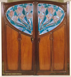 Porta dupla, concebida por Jacques Gruber (1870-1936), Emile Andre (1880-1941) e Eugene Vallin (1856-1922) para Vaxelaire et Cie