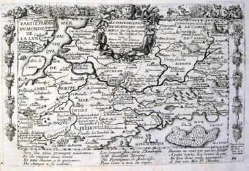 Ilustração gravada do século XVII de uma coleção de provérbios. Paris 1657-1663. De Jacques Lagniet (1620-1675). Gravador francês. Dele saíram muitas gravuras de crítica social e imagens de escárnio, como as suas ilustrações por vezes grotescas e fantástic
