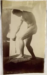Estudo de um modelo nu do sexo masculino no estúdio de Jacques de Lalaing