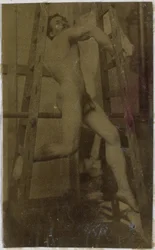 Estudo de um modelo nu masculino no estúdio de Jacques de Lalaing