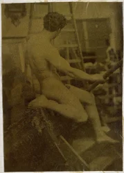 Estudo de um modelo masculino nu, visto por trás, no estúdio de Jacques de Lalaing