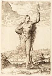 Uma jovem mulher picta, c1585 (gravura bw)