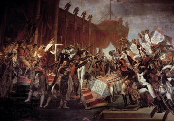 Juramento da Armee feito ao Imperador Napoleão I (1769-1821) após a Distribuição das Águias no Champ de Mars, 5/12/1804 Detalhe. Pintura de Jacques Louis David (1748-1825) Sol do século XIX. 6,1x9,3 m.
