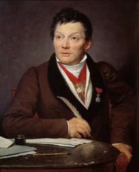 Retrato de Alexandre Lenoir (1761-1839) arqueólogo e curador do Musee des Monuments francais Pintura de Jacques Louis David (1748-1825) 1817 Sol. 0,76x0,62 m - Retrato de Alexandre Lenoir (1761-1839), arqueólogo e curador do Museu de F
