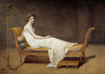 Retrato de Madame Récamier (1777-1849), Jeanne Françoise, dita Juliette - Pintura de Jacques-Louis David (1748-1825)