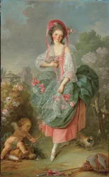 Retrato de Mademoiselle Guimard como Terpsichore (óleo sobre tela)