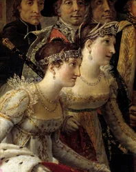 A Coroação de Napoleão. Pormenor que representa Madame de La Rochefoucauld e Madame Lavalette durante a sagração do imperador Napoleão I Bonaparte e a coroação da imperatriz Josefina em Notre-Dame de Paris, a 2 de dezembro