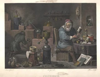 O Alquimista após a pintura de David Teniers, final do século XVIII.