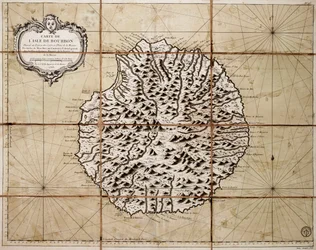 Mapa da ilha de Bourbon elaborado no depósito de mapas e cartas marítimas