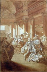"Ele lhe retornará puro e casto para o seu marido", cena do Ato IV de "O Casamento de Fígaro" de Pierre-Augustin Caron de Beaumarchais (1732-99) 1785