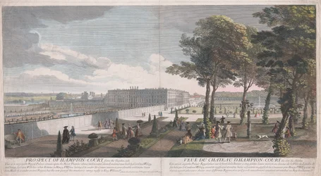 Vista de Hampton Court do lado do jardim