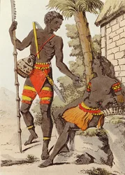 Homem e mulher das ilhas Palau, 1805 (gravura a cores)