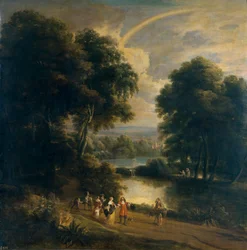 Paisagem ao longo de um rio (óleo sobre tela)