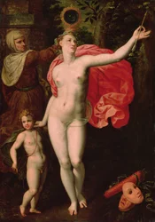 Vênus e Cupido, Alegoria da Verdade (óleo sobre madeira)