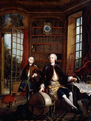 Retrato do Filho do Artista com seu Professor, considerado o Artista Jean Baptiste de Courtonne, o Jovem, em uma Biblioteca,