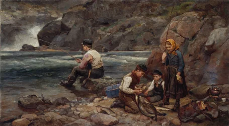 Pescador e crianças
