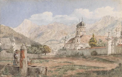 Vista da Abadia de Stams no Tirol