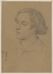 Retrato de busto de um jovem voltado para a esquerda