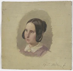 Cabeça de rapariga com penteado Biedermeier