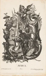 Rocaille com a personificação do continente africano
África (título sobre o objecto)
Os quatro continentes (título da série)
