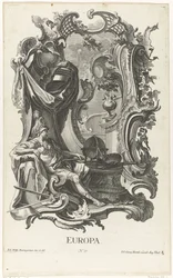 Rocaille com a personificação do continente europeu Europa (título no objeto) Os quatro continentes (título da série)
