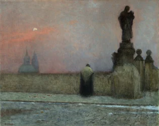 Debut de soiree em Hradcany (Praga, República Tcheca) - Início da noite em Hradcany - Jakub Schikaneder (1855-1924). Óleo sobre tela