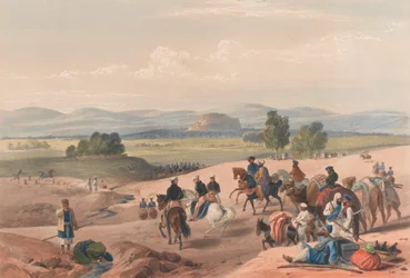 The Approach to the Fortress of Kwettah [sic], c.1839 (litografia, colorido)
