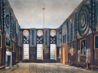 Câmara de guarda, Gravura de Richard Reeve (nascido em 1780), Baseado no desenho de James Stephanoff (ca 1788-1874), From The History of the Royal Residences