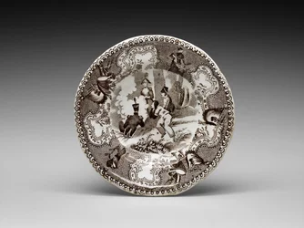 Placa de xícara, c. 1837-1856 (terracota de chumbo com impressão de transferência)