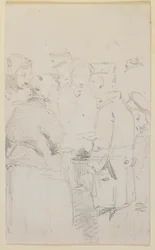 Um grupo de figuras em torno de um braseiro, 1858.