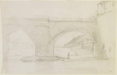 Uma ponte, 1858 (lápis em papel de seda branco)