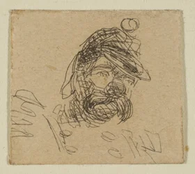 Homem barbudo com boné de soldado de Sketches on the Coast Survey Plate, 1854-55.