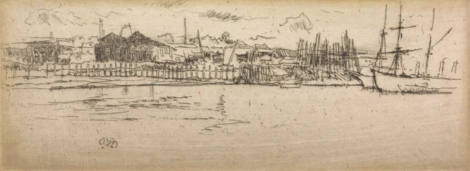 Dry-Dock, Southampton, de um conjunto de doze gravuras intitulado The Naval Review, 1887