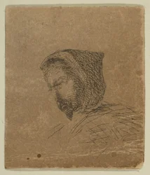 Cabeça masculina encapuzada de Sketches on the Coast Survey Plate, 1854-55.
