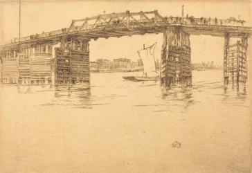 A velha Battersea Bridge, 1879.