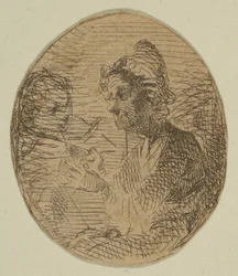 Mulher velha e criança em oval de Sketches on the Coast Survey Plate, 1854-55.