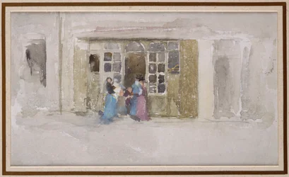 Mulheres e crianças na porta de uma loja, c.1888